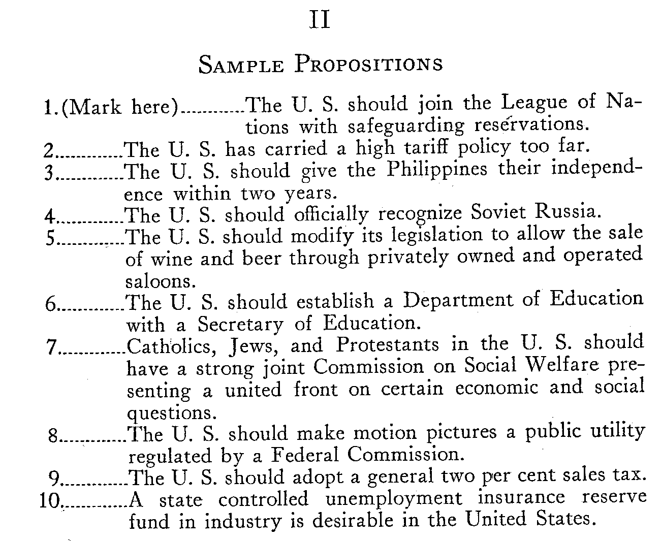 Sample Propositions