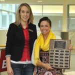 Natasha Davey, Alumni Association Student Award recipient Michelle Schurer with Natasha Davey