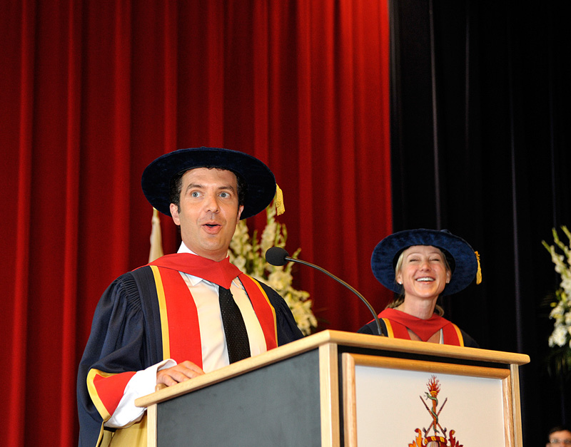 honorary-degree Comedian Rick Mercer and former MP Belinda Stronach received honorary degrees from Brock in 2009.
